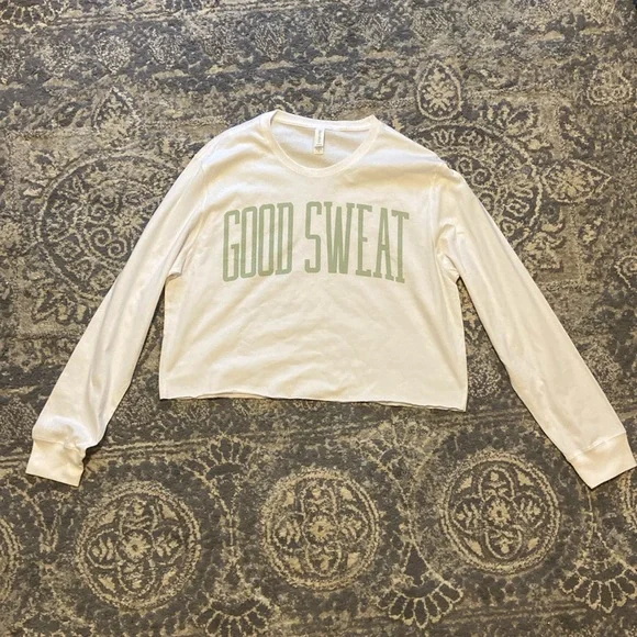 GOOD SWEAT LS CROP DESERT SAGE SIZE LARGE - Picture 2 of 7